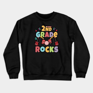 2nd Grade Rocks 1st Day Of School Back to School Guitar Crewneck Sweatshirt